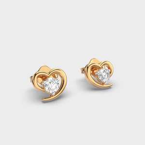Boucles d'oreilles clous en diamant de laboratoire en forme de cœur, or rose/blanc/jaune 14 carats, sertissage griffe, 0,2 ct, certifiées IGI, cadeau d'anniversaire ou de fête - Product Image 3