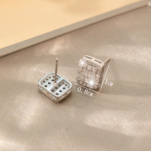 Pendientes de Plata 925 con Diamantes Moissanite para Hombre, Certificados, con Incrustaciones de Diamantes, Corte Cuadrado Baguette, Ligeros, Joyería de Lujo - Product Image 5