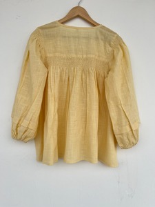Cotton Slub Button Front Long Sleeve <b>Yellow</b> Blouse Loose Fit Casual Summer <b>Top</b> Lightweight <b>Ladies</b> Shirt boutique clothing - Product Image 4