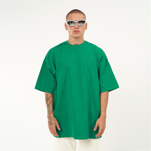 T-shirt en coton uni grande taille vintage surdimensionné personnalisé pour hommes, épais 220 g/m², coupe oversize à épaules tombantes - Product Image 5