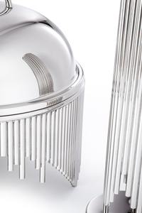 Luxury Silver Fringe Chafing Dish Modern Stainless Steel <b>Food</b> <b>Warmer</b> With Unique Pipe Pedestal For Hotel Buffet & Wedding Decor - Product Image 6