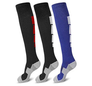 Blue <b>Knee</b> <b>High</b> Compression Socks With Reinforced Heel And Toe Breathable Elastic Arch Support For Outdoor Sports - Product Image 4