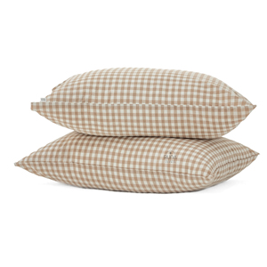Taie d'oreiller en coton 100% prélavé, style moderne, tissée à carreaux, marron, pour hôtel et maison - Product Image 1