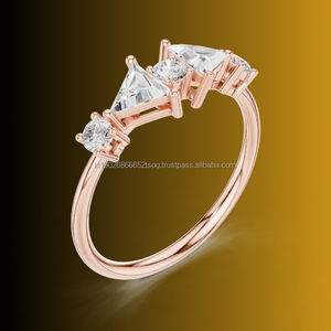 MAIN LOVE Bague de mariage Halo Moissanite en or véritable 14 carats Bijoux fins - Product Image 1