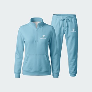 Nuevas llegadas: Chándal de mujer con logo personalizado, cremallera de cuarto, tecnología de detección de agujas y fusión sin costuras, transpirable y ligero, estilo urbano. - Product Image 3