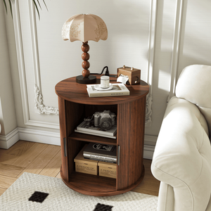 Set di 2 Comodini Moderni Mid-Century a 2 Livelli con Stazione di Ricarica Integrata e Porta Scorrevole, Mobili per Camera da Letto - Product Image 3