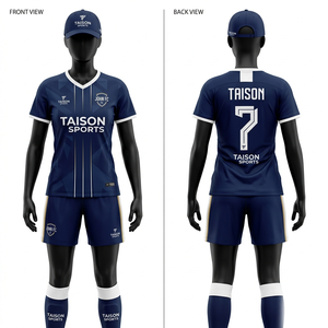 Uniforme de fútbol transpirable de poliéster interlock premium de 150 GSM, rosa y blanco con paneles geométricos, sublimación y logotipo personalizado. - Product Image 3