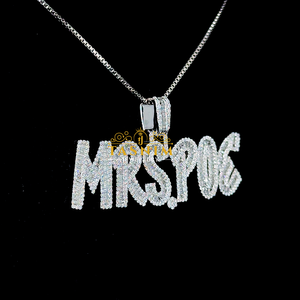Pendentif lettre MRSPOE en moissanite VVS glacée TASMIN, taille brillant, micro-incrustation, plaqué or rose, argent 925 certifié - Product Image 2