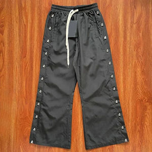 Pantalon en nylon coupe large avec bande latérale, coupe-vent, pour homme, en polyester, style jogger étoilé, décontracté, évasé, pour homme - Product Image 5