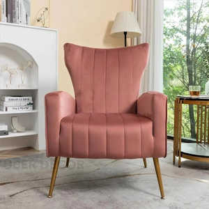 Miyana Stylish Modern Velvet Accent <b>Chair</b> with Metal Legs 1000g kg for Living Room <b>Bedroom</b> or Office - Product Image 6