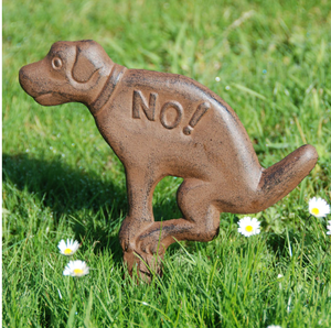 Letrero de hierro para jardín exterior con advertencia de prohibido defecar para perros y gatos - Product Image 3