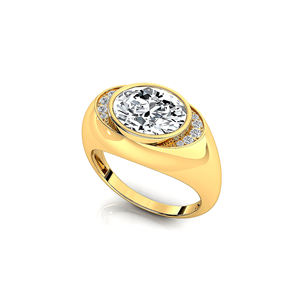 Bague de mariage signet de luxe en or jaune 14K 18K avec diamant de laboratoire CVD certifié IGI, taille ovale 10x8mm, 2,5 carats au total - Product Image 5