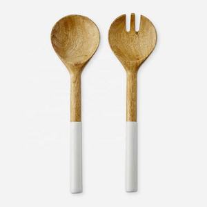 Ustensiles de cuisine cuillère à salade en bois d'acacia avec serveurs ensemble de cuillères royal meilleur Design grand manche en bois ensemble de cuillères - Product Image 5