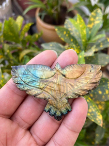 Labradorite Eagle Figurine | Hand Carved Crystal Bird <b>Statue</b> for Home Decor, Gifts & Collectors - Product Image 2