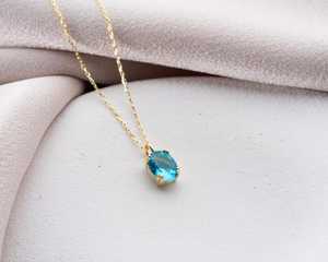 Collar con Colgante Ovalado de Tanzanita Vintage, Plata Tai, Chapado en Oro de 14K, Piedra de Nacimiento de Febrero Creada en Laboratorio, para Mujer, Aniversario - Product Image 3