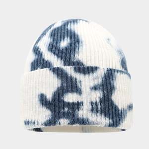 Wholesale Custom 100% Cotton Knitted Tie Dye Effect Multicolored Unisex Cuffed Fashion Beanie Hat with 3D Embroidery <b>Beach</b> - Product Image 2