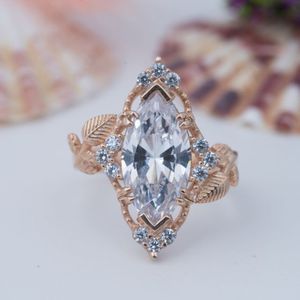 Bague de fiançailles en argent sterling 925 plaqué or 14 carats avec moissanite taille marquise style couronne certifiée - Product Image 5