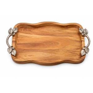 Plateau de service élégant en bois avec poignées en laiton doré, artisanal, en bois de manguier, pour table basse, vente en gros - Product Image 4