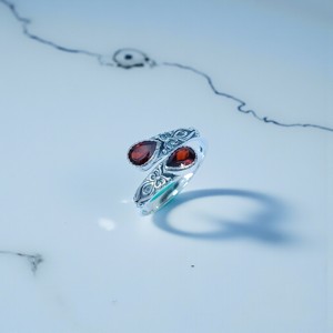 Garnet Cut Stone <b>Silver</b> Rings 925 Sterling <b>Silver</b> Rings Faceted Gemstone Rings - Product Image 2