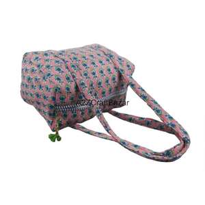 Bolsa de Viaje Acolchada de Algodón Orgánico Hecha a Mano con Dos Asas, Estilo Vintage, Cierre de Cremallera, para la Playa o Compras - Product Image 3