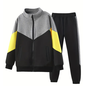 Ensemble de survêtement à capuche pour enfants, sweat à fermeture éclair et pantalon de jogging, tenue de sport personnalisée, OEM, marque privée, poches latérales, coupe classique - Product Image 1