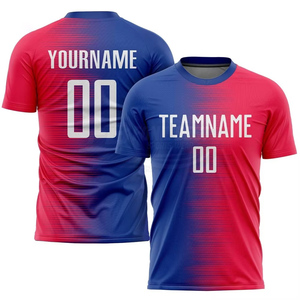 Conjunto de Camiseta de Fútbol Personalizada con Degradado Azul y Rojo, Manga Corta para Hombre, Poliéster que Absorbe la Humedad, Uniformes de Equipo para Todas las Temporadas - Product Image 2