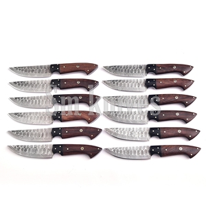 Juego de 12 Cuchillos de Caza de Acero de Damasco de Grado Industrial con Mango de Madera, Hoja Biselada de Punta Caída, OEM/ODM, Cuchillería de Cocina, Caja de Regalo - Product Image 2