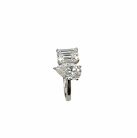 Bague en argent sterling 925 avec émeraude certifiée IGI et diamant de laboratoire en forme de poire, bague Toi et Moi en or massif 14K 18K, bague de fiançailles moderne