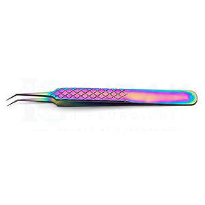 Pinces à épiler professionnelles en acier inoxydable arc-en-ciel pour extensions de cils |   Pinces à cils à pointe fine pour cils volumineux et classiques - Product Image 6