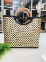 Bali tas tangan rotan/bambu wanita, tas anyaman tangan tas bambu pantai untuk wanita/wanita