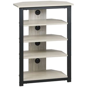 Mobile TV ad Angolo con Pannello in Legno e Ripiani Portaoggetti per TV da 29 Pollici, Colore Grigio Acciaio - Product Image 1