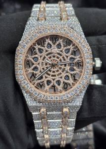 Montres mécaniques de luxe pour hommes, édition limitée, diamants Moissanite, boîtier en acier inoxydable Ronda, analogique, verre saphir - Product Image 3