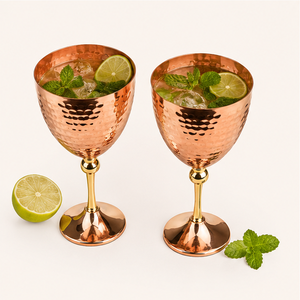 Handcrafted 100% Pure Hammered Copper <b>Wine</b> <b>Goblet</b> With Brass Stem Luxury Unbreakable Metal Cocktail Glass For Wedding Party Use - Product Image 4