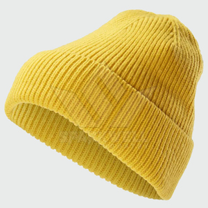Bonnet unisexe jaune 100% acrylique tricoté à la machine, couleur unie, décontracté, pour l'hiver, pour adultes, circonférence de la tête 56-58 cm - Product Image 4
