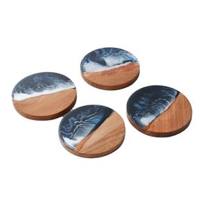 Ensemble de dessous-de-verre en résine époxy faite à la main en forme de croissant d'or, décoration de table personnalisée de luxe pour les célébrations du Ramadan et de l'Aïd - Product Image 1