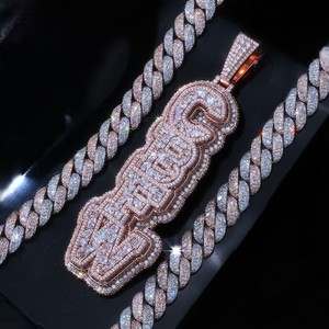 Rose Gold Plated S925 Luxury Letter Pendant Moissanite Diamond Iced Out Round Brilliant Cut Charm Custom Jewelry <b>Gift</b> - Product Image 3