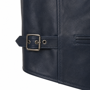 Chaleco sin mangas con cuello en V de cuero genuino para hombre, estilo occidental informal, con cierre de botón, ropa exterior de otoño para hombre - Product Image 5