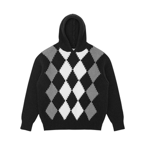 Men's Hooded Argyle <b>Knit</b> Sweater Full Sleeve Pullover Autumn Warm Beige Brown <b>Patterned</b> Casual Wear - Product Image 5