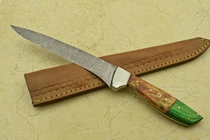 Cuchillo de Filetear de Acero de Damasco Forjado a Mano Personalizado |   Cuchillo de Chef de 12 Pulgadas con Hoja de Acero Integral y Madera de Pakka - Product Image 5