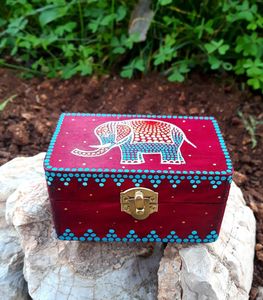Traditional Indian Hand Painted <b>Wooden</b> Box Ethnic Decorative Jewelry Storage Gift Box Handmade Artisan Craft - Product Image 2