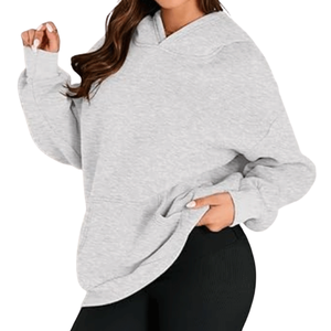 Sweat à capuche oversize en molleton de coton de qualité supérieure pour femme, coupe décontractée, coupe-vent, collection automne/hiver - Product Image 5