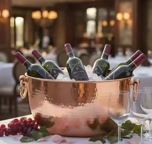 Decorative Metal Ice Beverage Tub Stainless Steel Party Cooler Bucket <b>Wine</b> Beer Chiller Tub for Wedding Event Use - Product Image 4
