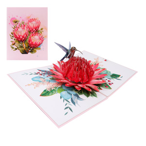 การ์ดอวยพรลายดอกบัวสามมิติแบบสี่เหลี่ยม ยี่ห้อ Viet-craft เคลือบเงาแบบด้าน ทำด้วยมือจากกระดาษ ดีไซน์ลายดอกไม้สุดหรู เหมาะสำหรับวันเกิด - Product Image 6