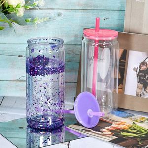 Vaso de Plástico Portátil de Doble Pared de 16oz, Ecológico, con Diseño de Globo de Nieve, Delgado, con Pajita de Color - Product Image 2