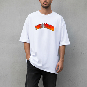Camiseta de cuello redondo con estampado DTG personalizado OEM/ODM, logotipo impreso, corte holgado para hombre, 100% algodón, transpirable, estilo urbano. - Product Image 1