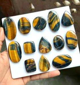 Cabochons œil de tigre naturels à double teinte, formes variées, pierres précieuses œil de chat en vrac pour la création de bijoux - Product Image 2