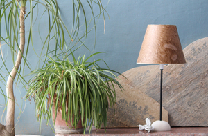 Camelon Exports Modern Brown Cotton <b>Paper</b> <b>Shade</b> Table <b>Lamp</b> with White Base and Black Stem for Gift & Home Decor - Product Image 2