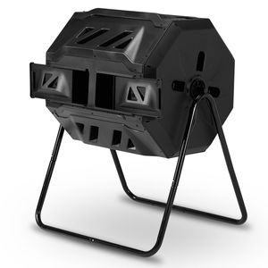Composter Rotante a Doppia Camera da 42 Galloni per Esterni, Nero, Aeratore per Compostaggio - Product Image 1