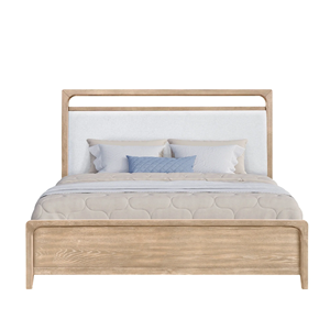 Modern Scandinavian Bedroom Set <b>Queen</b> <b>Size</b> Solid Wood <b>Bed</b> Dresser Nightstand With Storage Drawers Light Wood Tone - Product Image 4