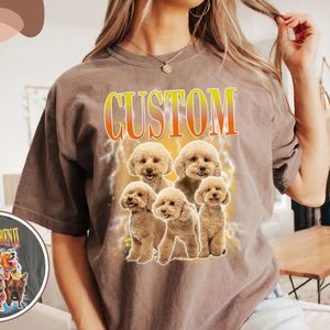 Personalized Pet Photo T-Shirt Custom Dog <b>for</b> Portrait Vintage Graphic Tee Regular Fit Acid Wash 100% Cotton <b>Animal</b> Streetwear - Product Image 2